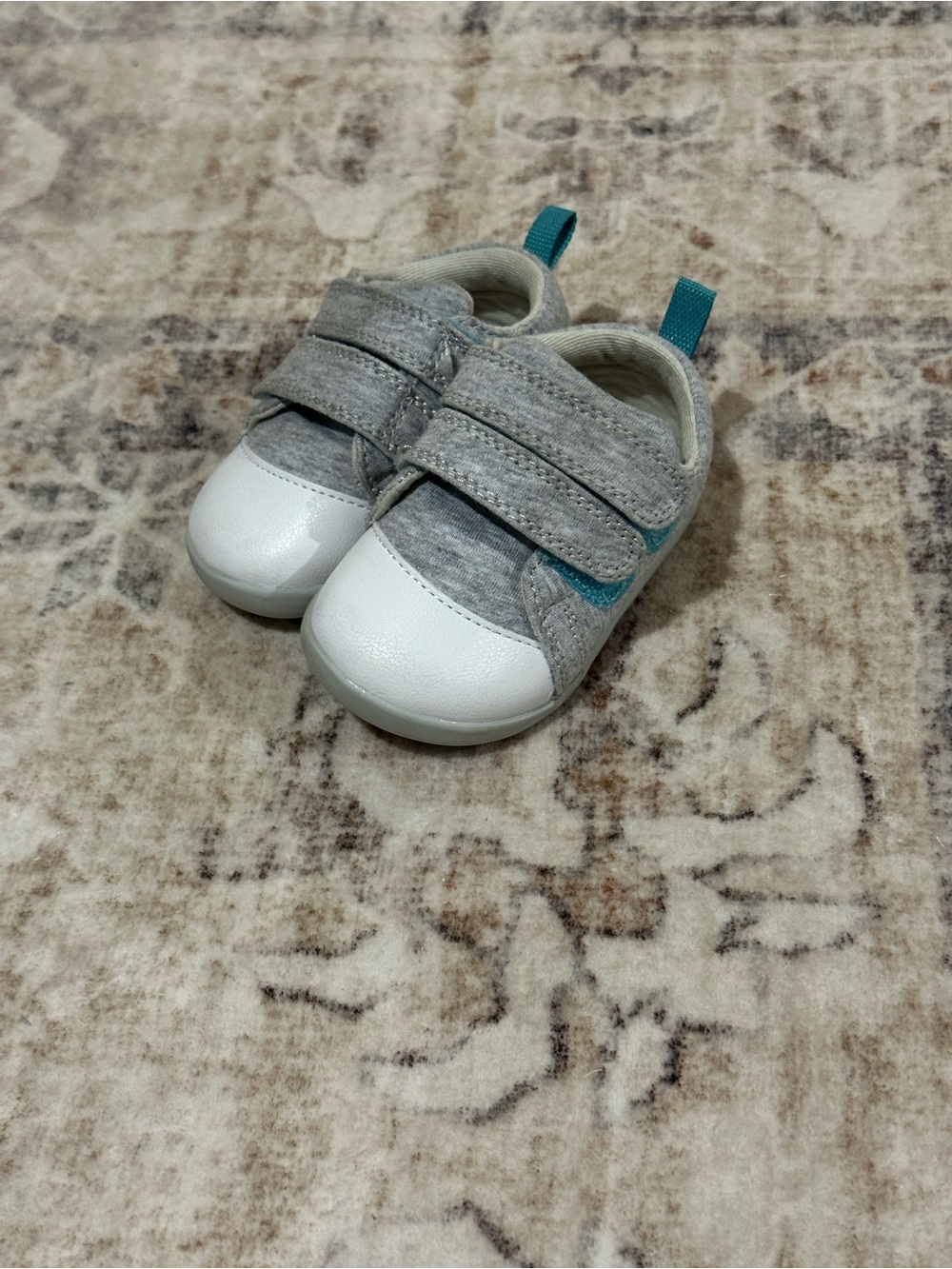 Ten Little Gray and White Velcro Walker Shoes